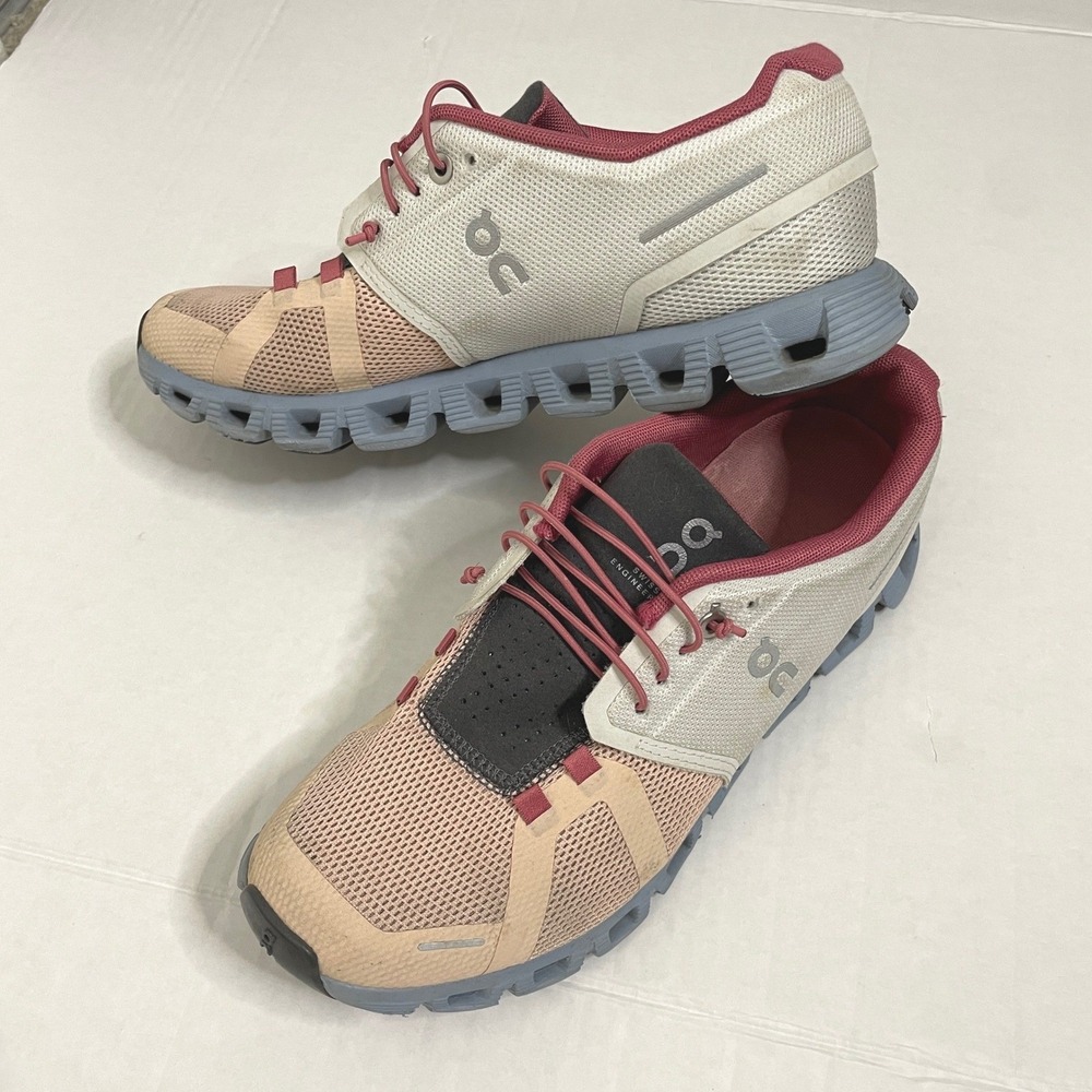 On Cloud Running Shoes Womens 8.5 Sand White Berry Performance Sneakers